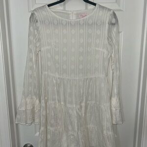 White Long Sleeve Kids Dress
